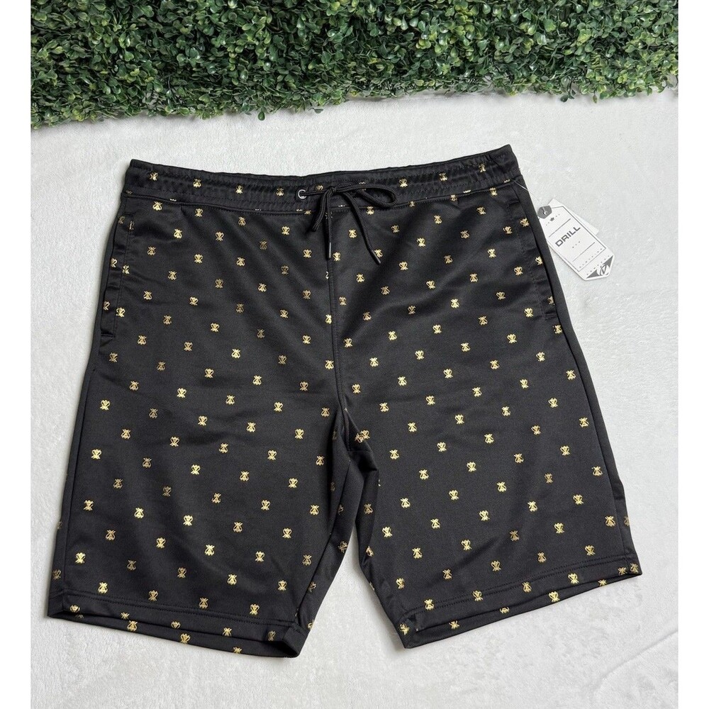 Mens XL- Drill Clothing Co. Gold Bees Black Shorts NWT